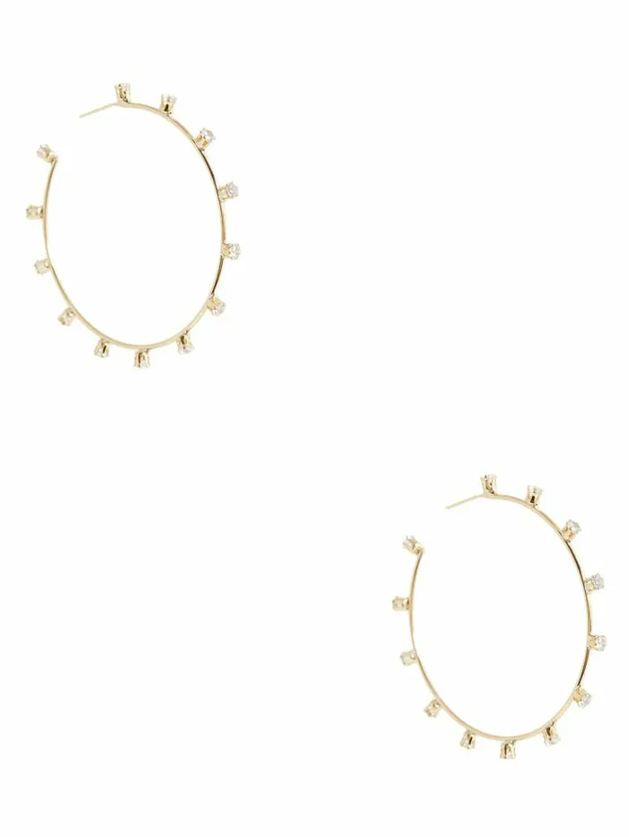 Women Jewelry GUESS GoldTone Rhinestone Hoop Earrings Gold