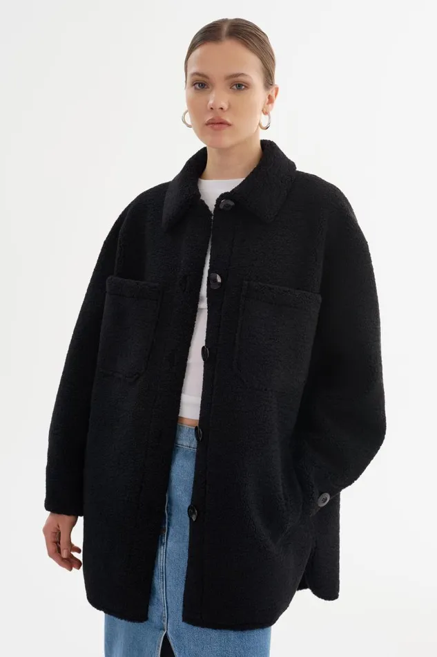 Women KANE Sherpa Shacket Black LAMARQUE Sherpa Women KANE Sherpa Shacket Black LAMARQUE Sherpa