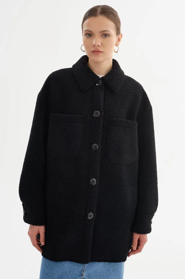 Women KANE Sherpa Shacket Black LAMARQUE Sherpa Women KANE Sherpa Shacket Black LAMARQUE Sherpa