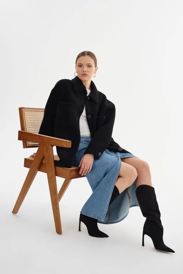 Women KANE Sherpa Shacket Black LAMARQUE Sherpa Women KANE Sherpa Shacket Black LAMARQUE Sherpa