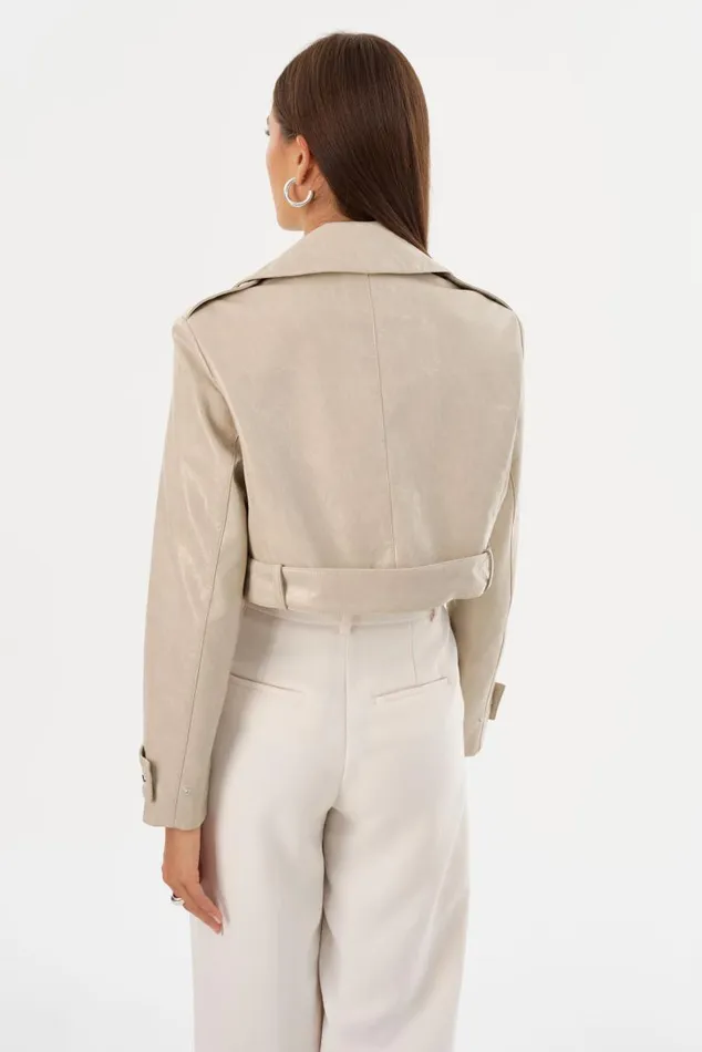 Women KATIJA Convertible Faux Leather Trench Clay LAMARQUE Trench Coats Women KATIJA Convertible Faux Leather Trench Clay LAMARQUE Trench Coats