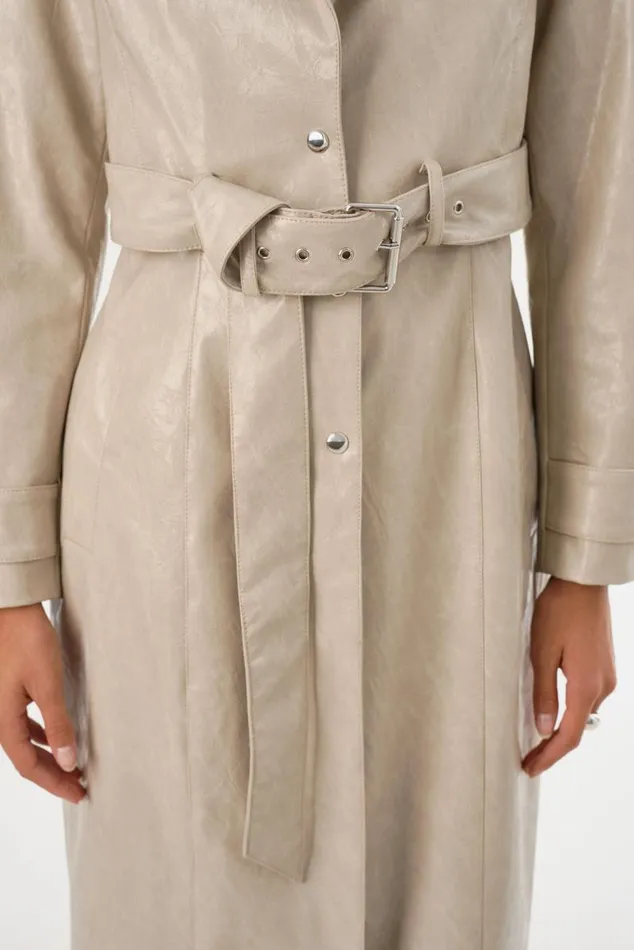 Women KATIJA Convertible Faux Leather Trench Clay LAMARQUE Trench Coats Women KATIJA Convertible Faux Leather Trench Clay LAMARQUE Trench Coats