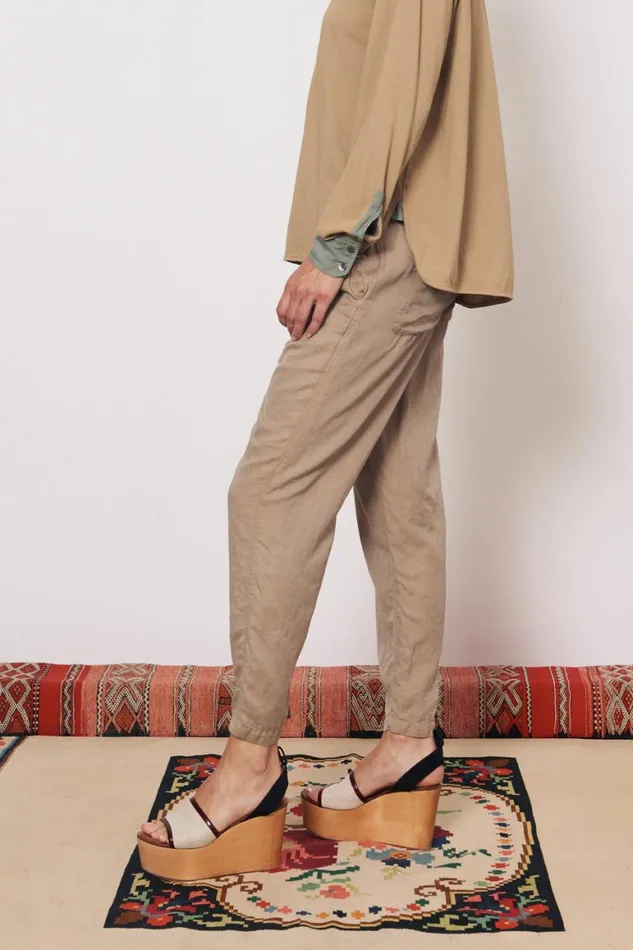 Women Khaki Fez Pant Raquel Allegra Bottoms