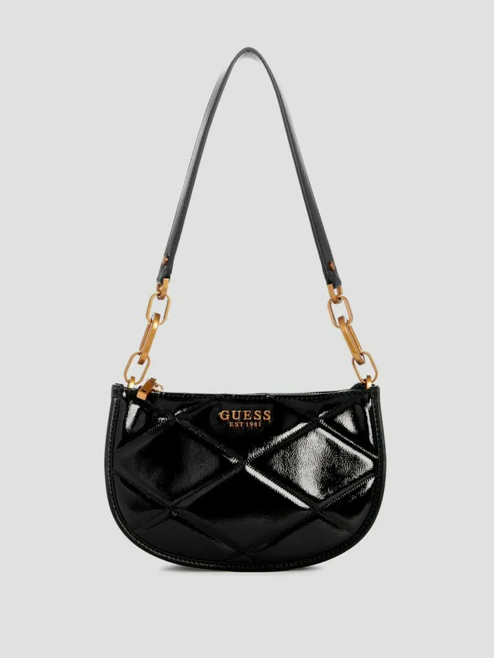 WomenKids GUESS Cilian Quilted Saddle Shoulder Bag Black Handbags