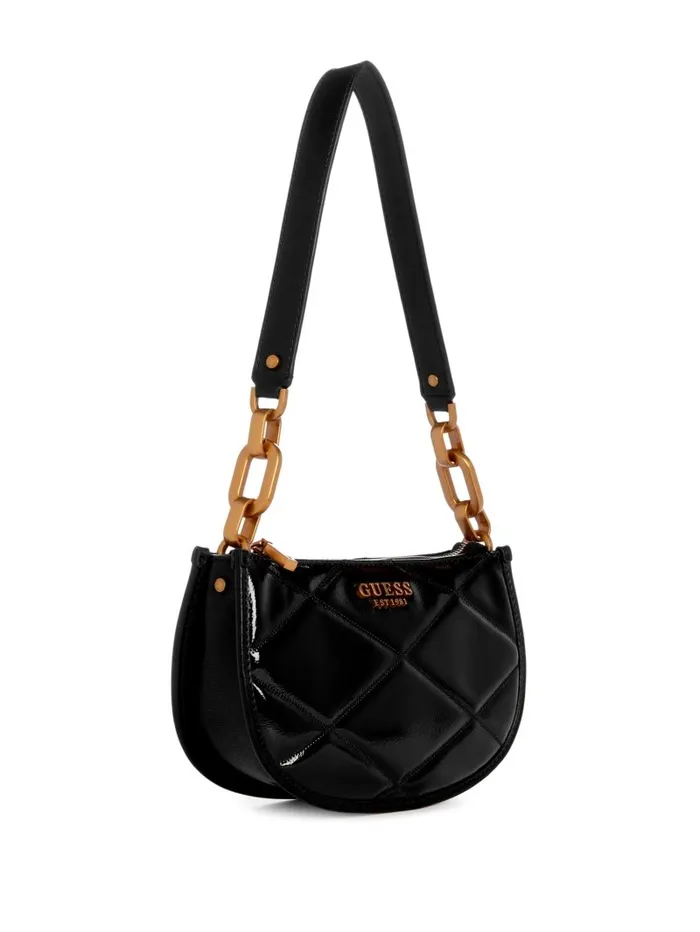 WomenKids GUESS Cilian Quilted Saddle Shoulder Bag Black Handbags WomenKids GUESS Cilian Quilted Saddle Shoulder Bag Black Handbags