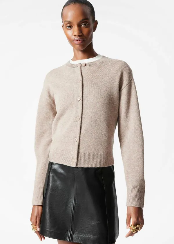 Women Knitwear and Other Stories Boxy Merino Wool Cardigan Mole