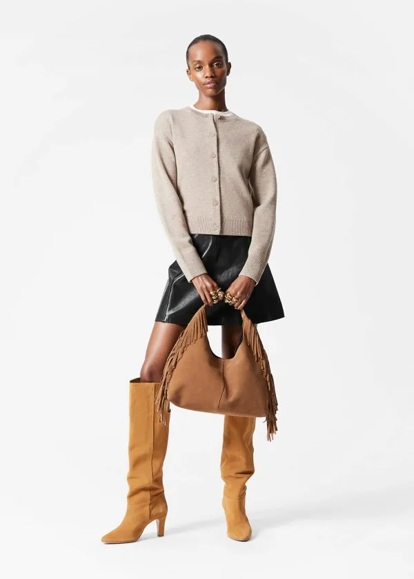 Women Knitwear and Other Stories Boxy Merino Wool Cardigan Mole