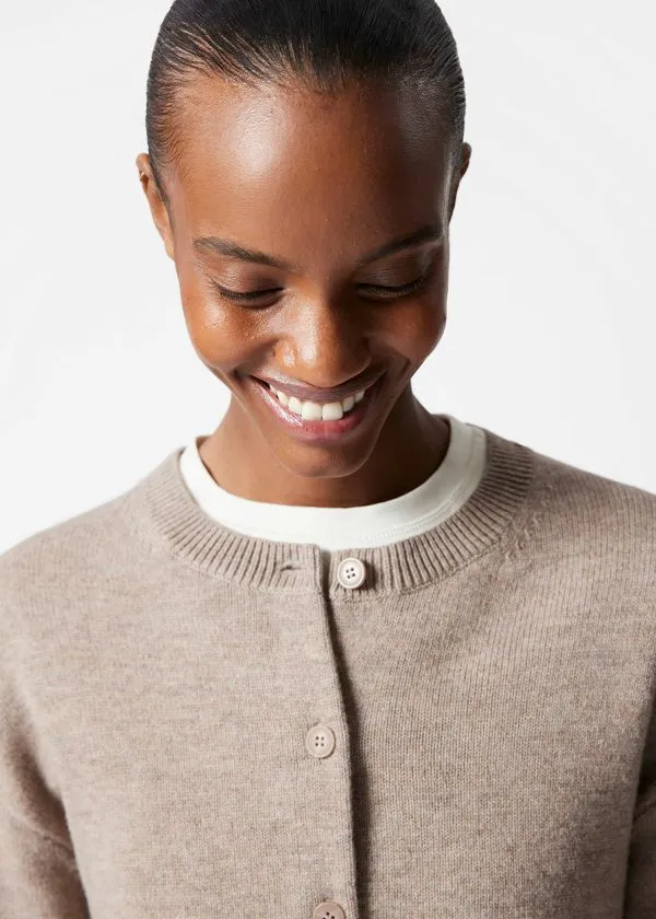 Women Knitwear and Other Stories Boxy Merino Wool Cardigan Mole