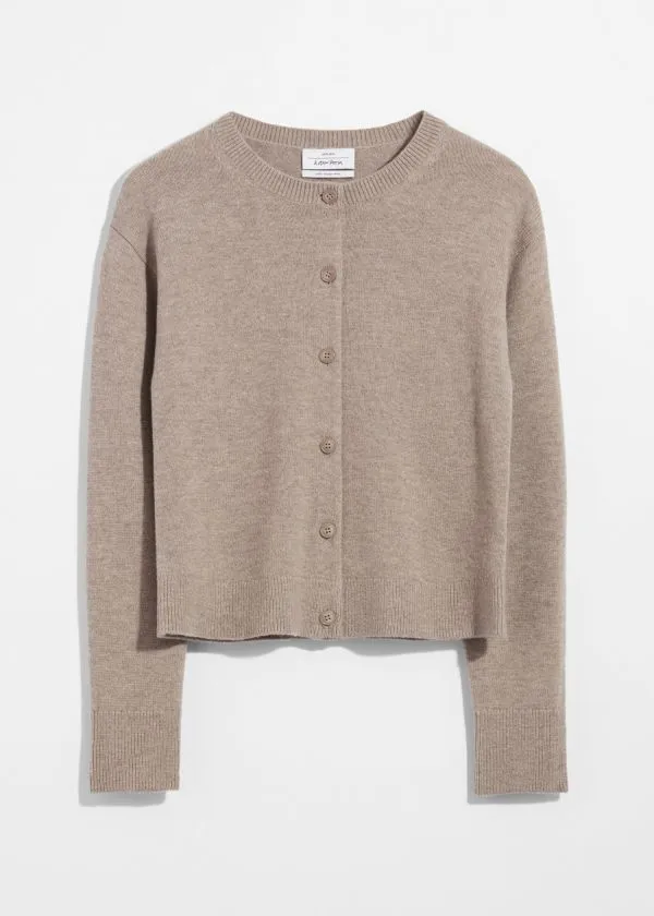 Women Knitwear and Other Stories Boxy Merino Wool Cardigan Mole