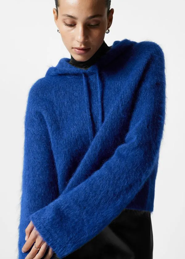 Women Knitwear and Other Stories Knitted MohairBlend Hoodie Cobalt