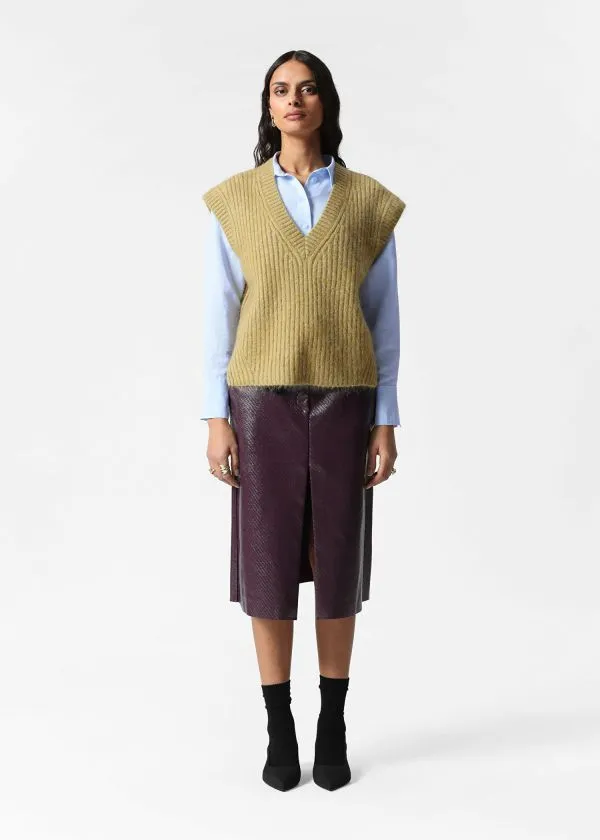 Women Knitwear and Other Stories Knitted MohairBlend VNeck Vest Khaki Green
