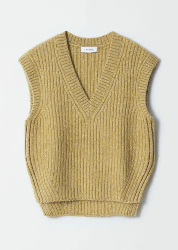 Women Knitwear and Other Stories Knitted MohairBlend VNeck Vest Khaki Green