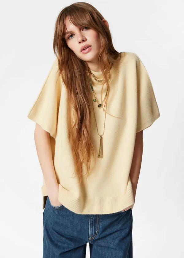 Women Knitwear and Other Stories Knitted Wool BatwingSleeve Top Yellow