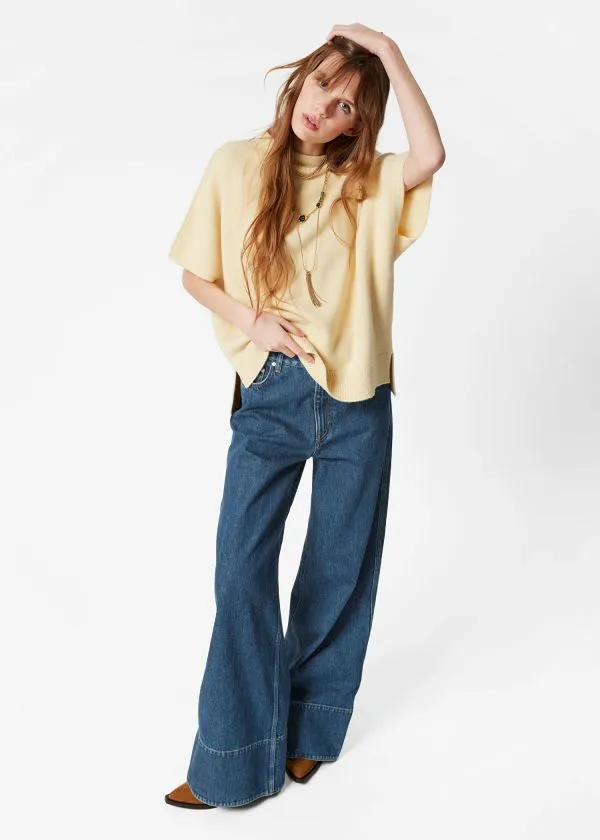 Women Knitwear and Other Stories Knitted Wool BatwingSleeve Top Yellow