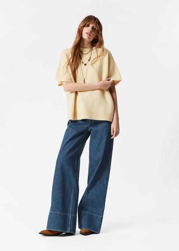 Women Knitwear and Other Stories Knitted Wool BatwingSleeve Top Yellow