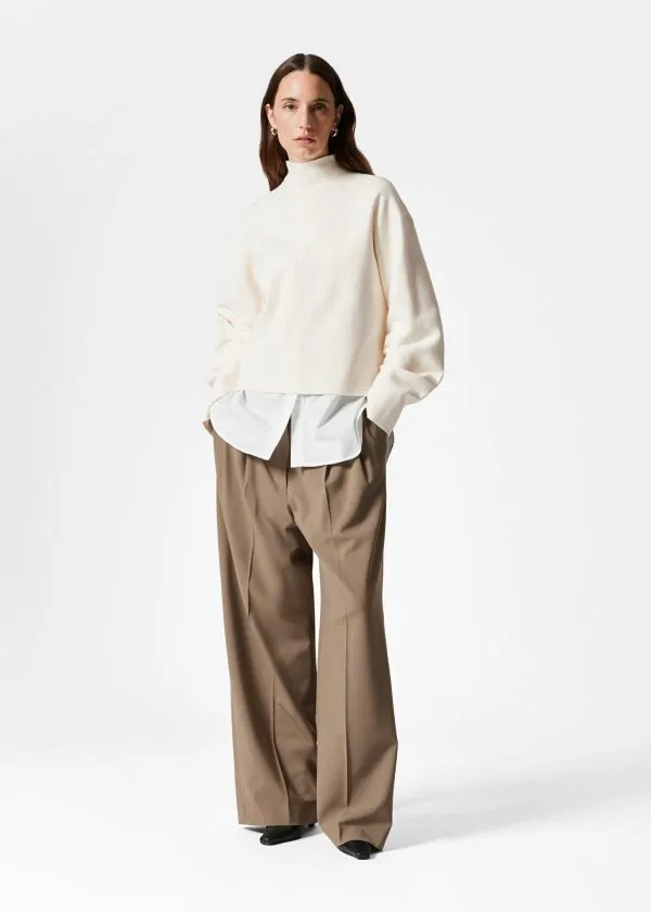 Women Knitwear and Other Stories MockNeck DoubleKnit Jumper Ivory