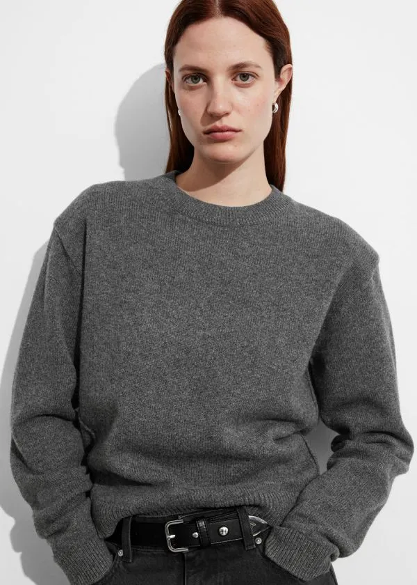 Women Knitwear and Other Stories PaddedShoulder Merino Jumper Grey