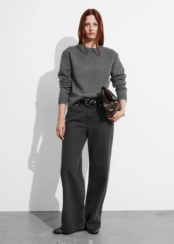 Women Knitwear and Other Stories PaddedShoulder Merino Jumper Grey