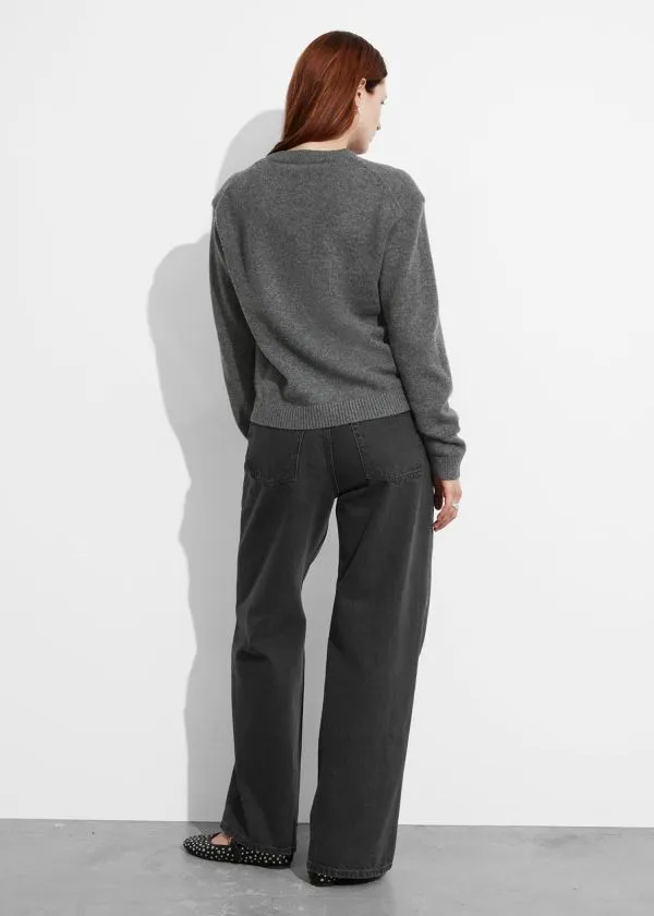 Women Knitwear and Other Stories PaddedShoulder Merino Jumper Grey