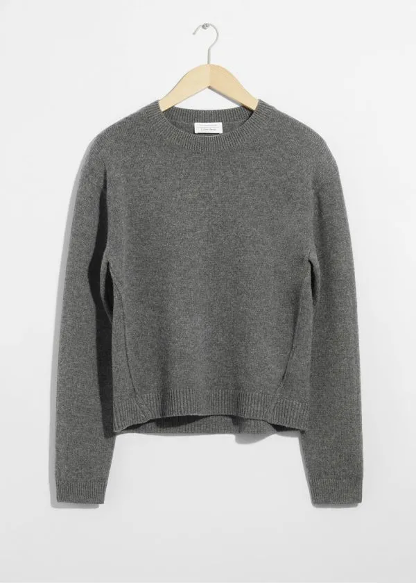 Women Knitwear and Other Stories PaddedShoulder Merino Jumper Grey