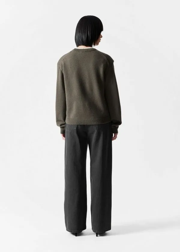 Women Knitwear and Other Stories PaddedShoulder Merino Jumper Khaki