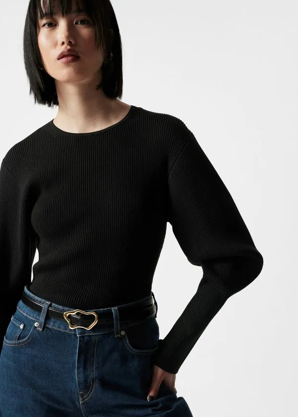 Women Knitwear and Other Stories RibKnit Top Black