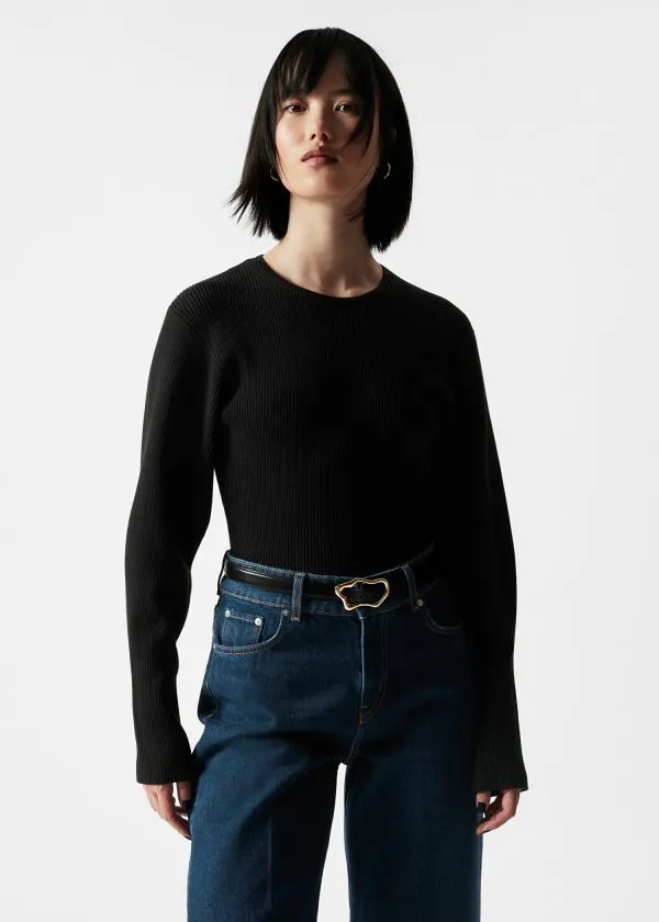 Women Knitwear and Other Stories RibKnit Top Black