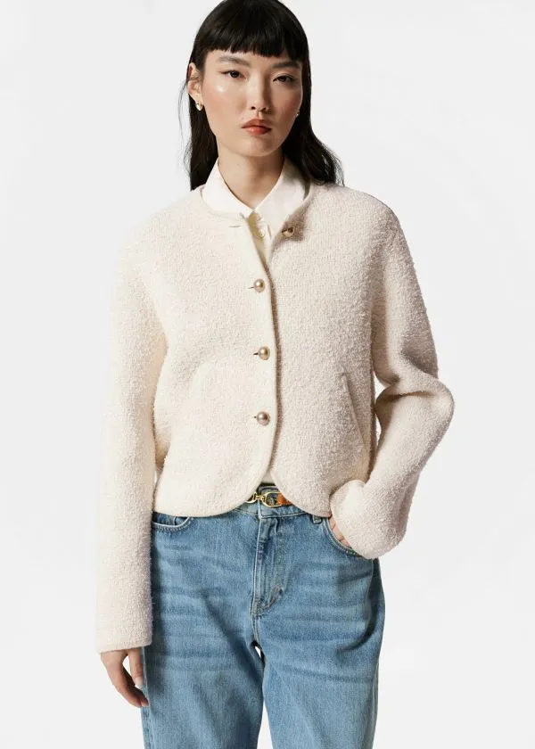 Women Knitwear and Other Stories Textured Glitter Cardigan White