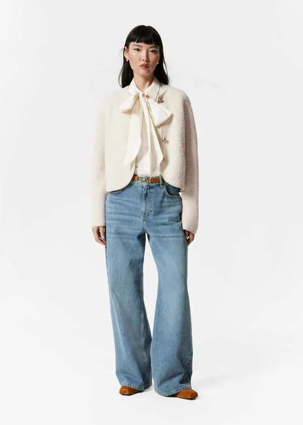 Women Knitwear and Other Stories Textured Glitter Cardigan White