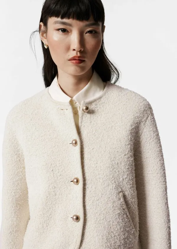 Women Knitwear and Other Stories Textured Glitter Cardigan White