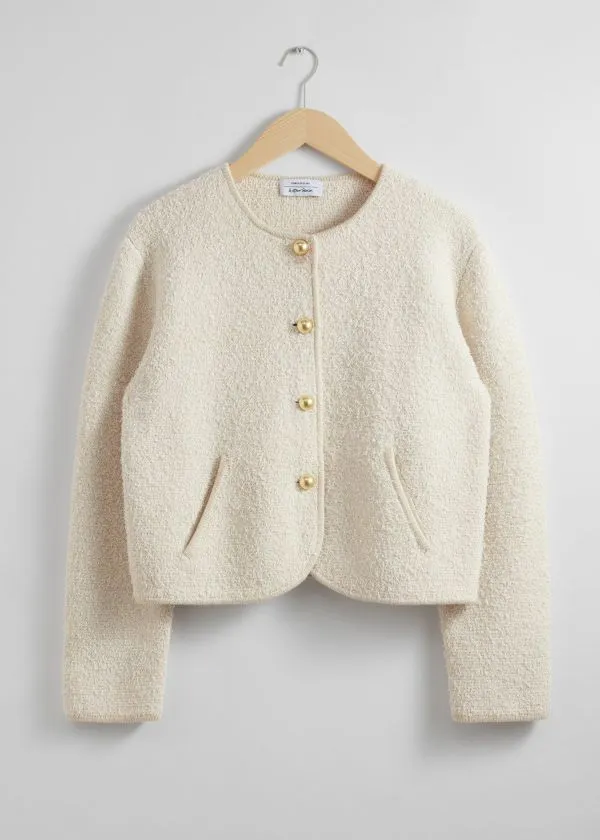 Women Knitwear and Other Stories Textured Glitter Cardigan White