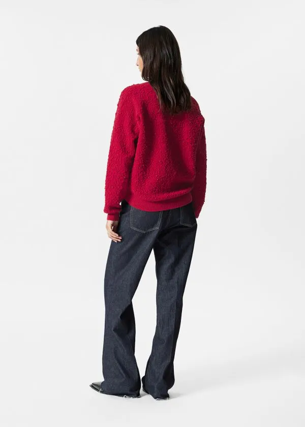 Women Knitwear and Other Stories TexturedJacquard Knit Jumper Red