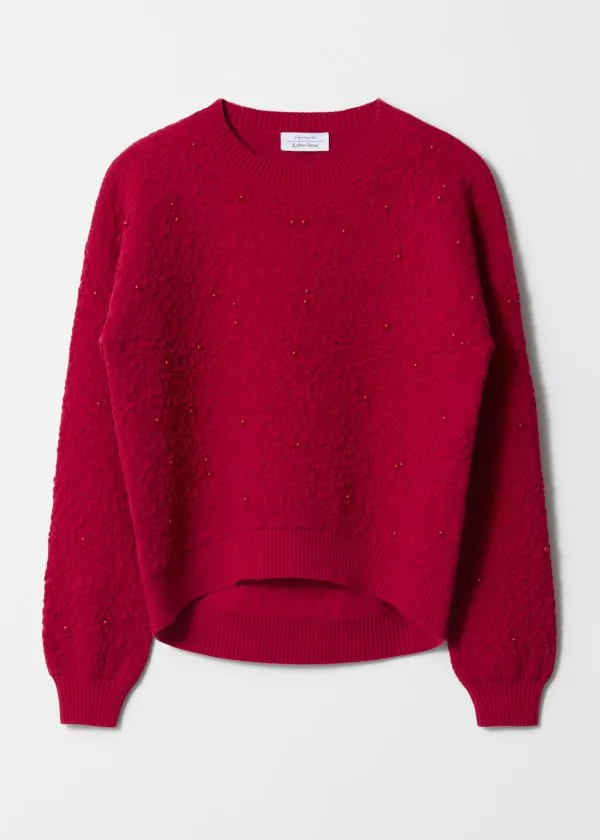 Women Knitwear and Other Stories TexturedJacquard Knit Jumper Red