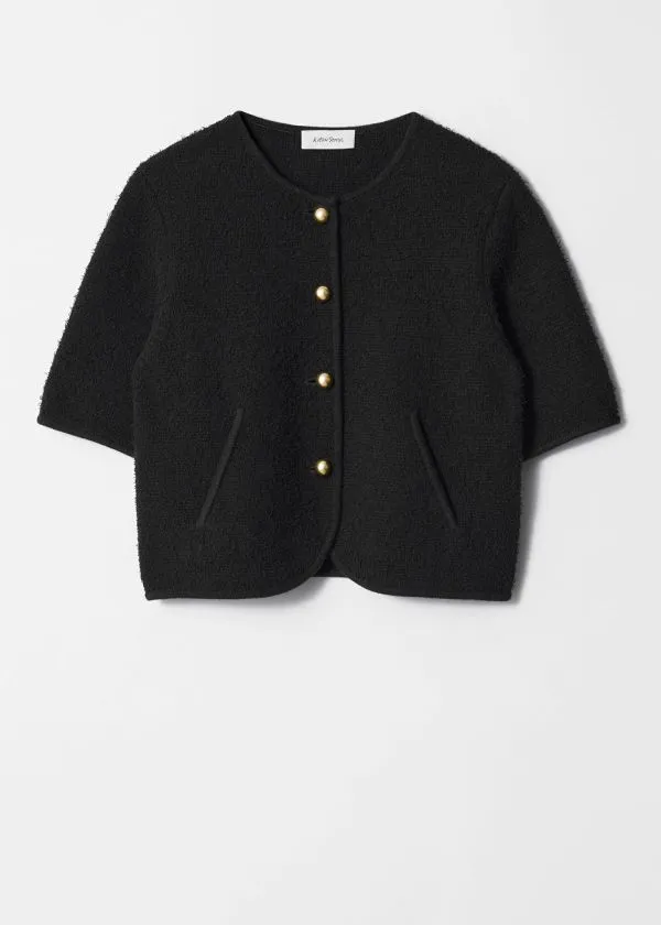 Women Knitwear and Other Stories Textured ShortSleeve Cardigan Black