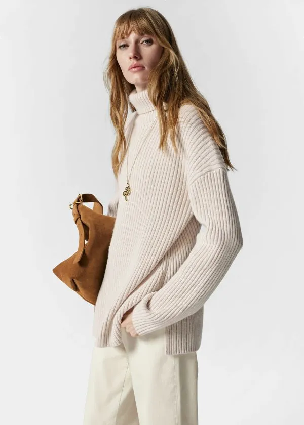 Women Knitwear and Other Stories Turtleneck WoolKnit Jumper Offwhite