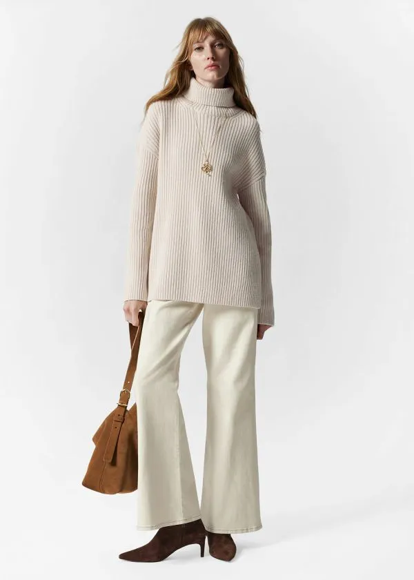Women Knitwear and Other Stories Turtleneck WoolKnit Jumper Offwhite