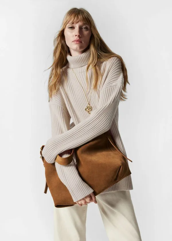 Women Knitwear and Other Stories Turtleneck WoolKnit Jumper Offwhite