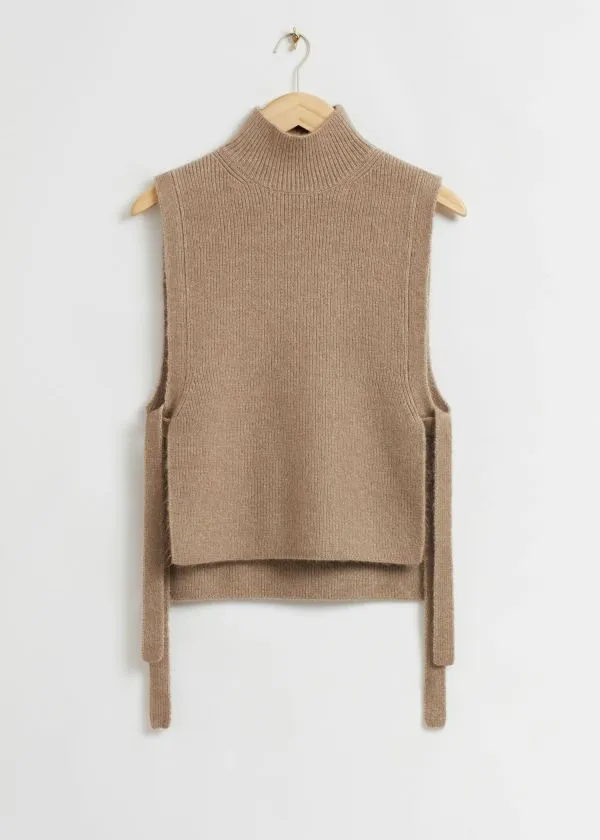 Women Knitwear and Other Stories Wool Bib Collar Biscuit