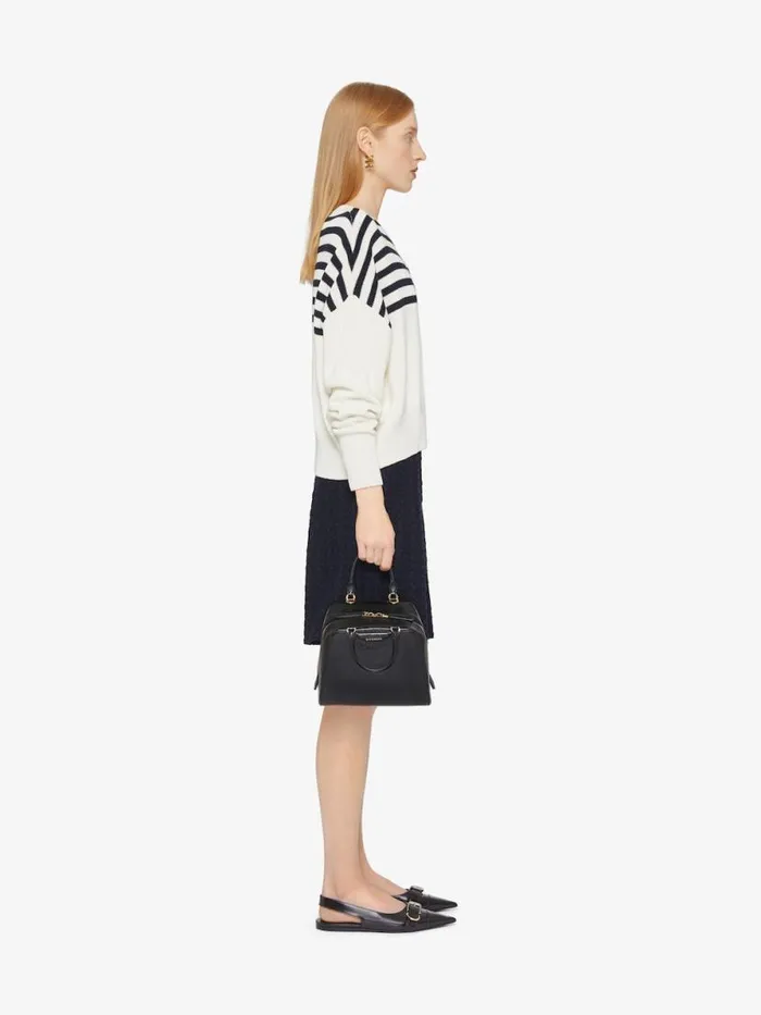 Women Knitwear Givenchy 4G Striped Sweater In Wool And Cotton Whitenavy