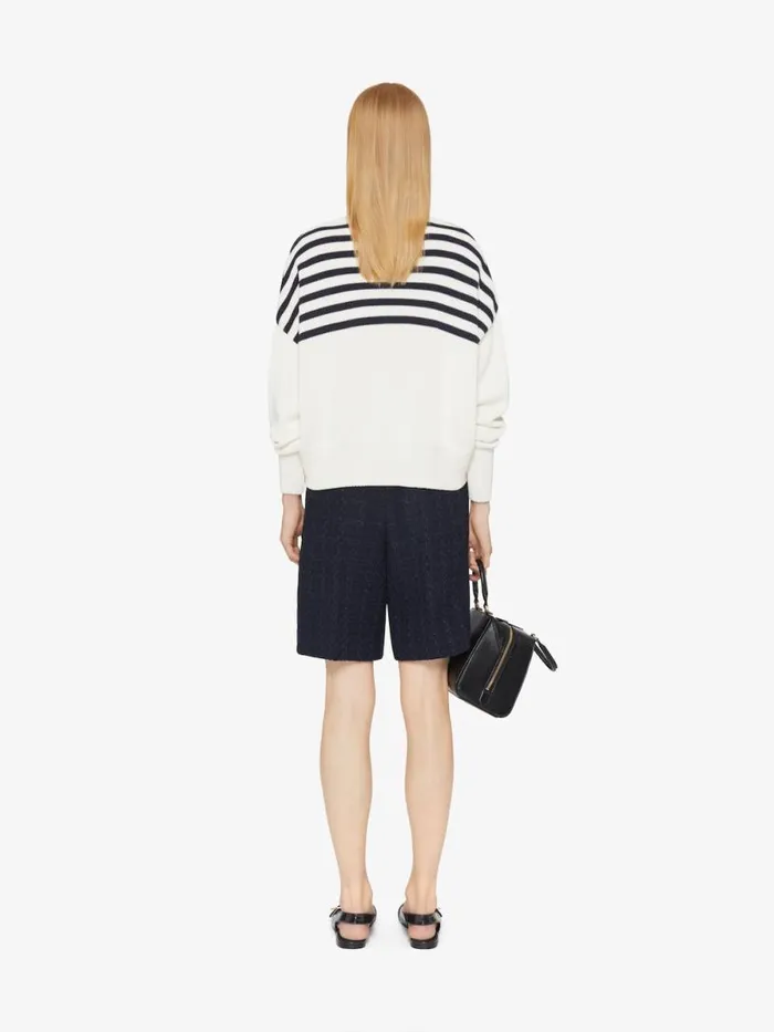 Women Knitwear Givenchy 4G Striped Sweater In Wool And Cotton Whitenavy