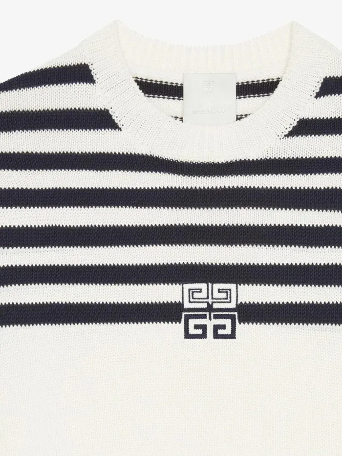 Women Knitwear Givenchy 4G Striped Sweater In Wool And Cotton Whitenavy