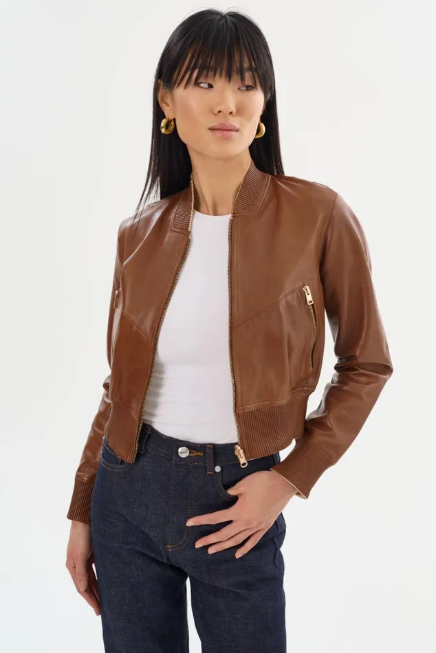 Women KORDELLA Reversible Leather Bomber Jacket Luggagegold LAMARQUE Leather Jackets Women KORDELLA Reversible Leather Bomber Jacket Luggagegold LAMARQUE Leather Jackets