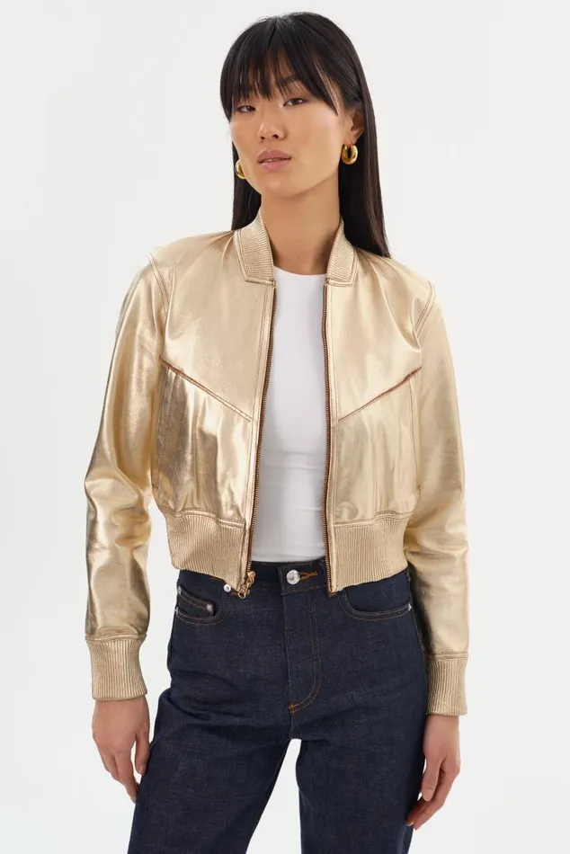 Women KORDELLA Reversible Leather Bomber Jacket Luggagegold LAMARQUE Leather Jackets