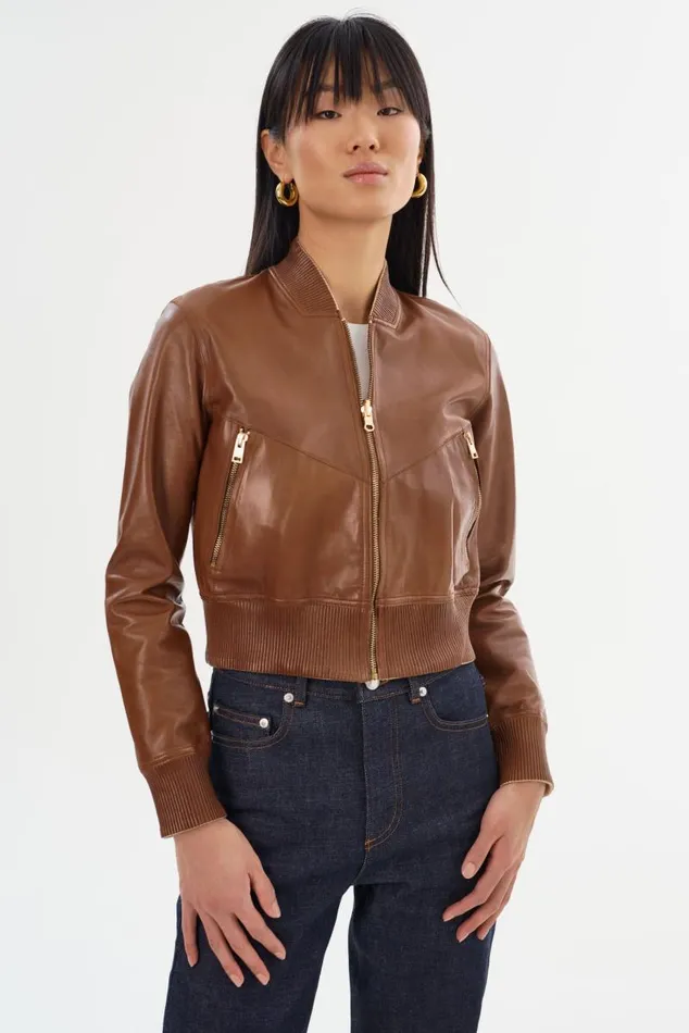 Women KORDELLA Reversible Leather Bomber Jacket Luggagegold LAMARQUE Leather Jackets