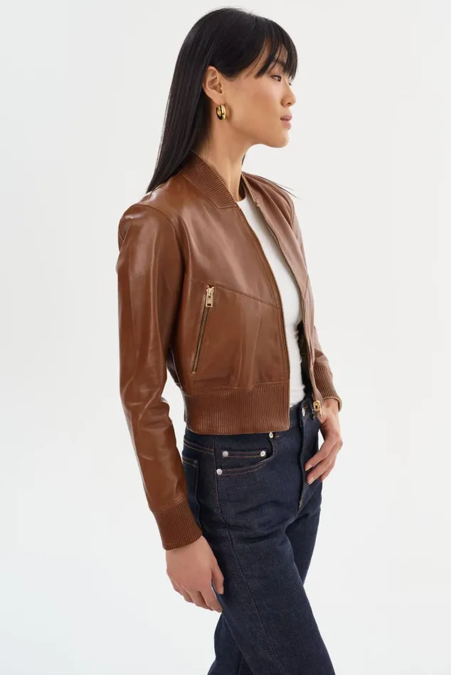 Women KORDELLA Reversible Leather Bomber Jacket Luggagegold LAMARQUE Leather Jackets