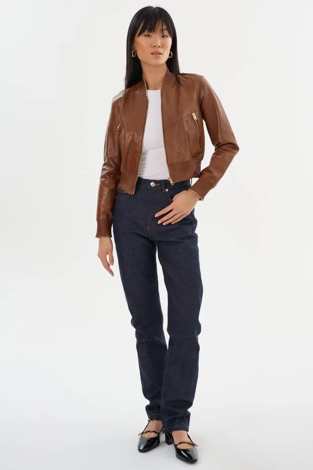 Women KORDELLA Reversible Leather Bomber Jacket Luggagegold LAMARQUE Leather Jackets