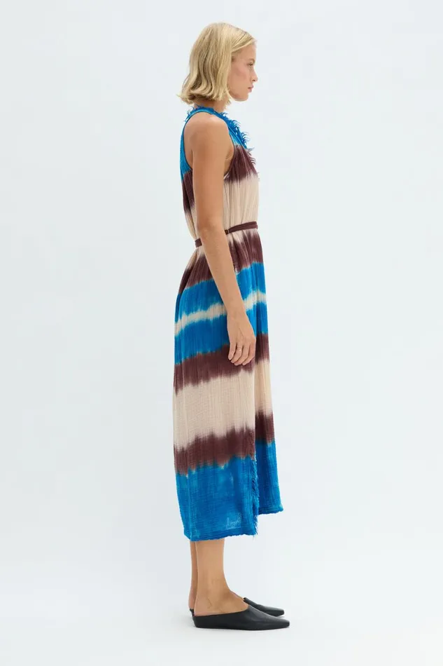 Women Lapis Multi Dual Gauze Halter Dress Raquel Allegra Bottoms