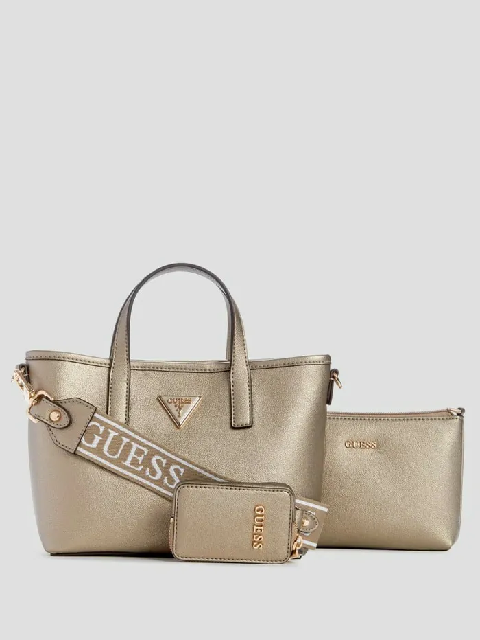 Women Latona Mini Tote Set Pewter Handbags GUESS