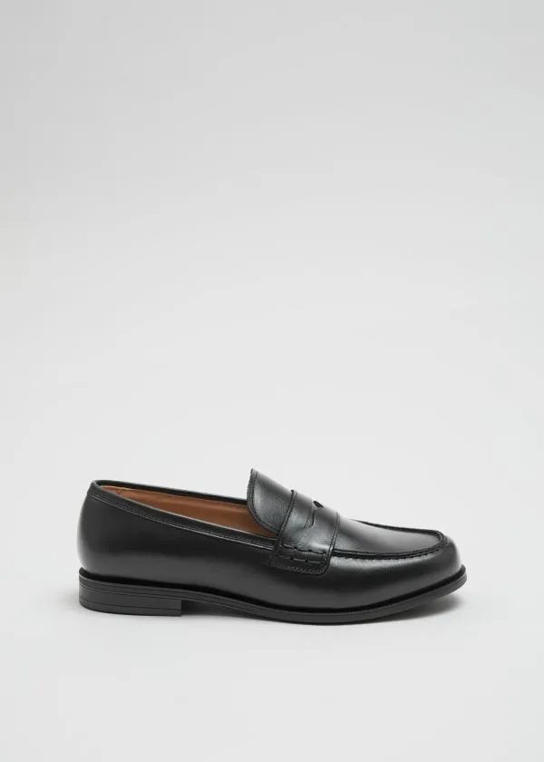 Women Loafers and Other Stories Leather Penny Loafers Black