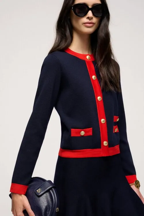 Women Luisa Spagnoli Magica Magica BlueRed Cardigan Women Luisa Spagnoli Magica Magica BlueRed Cardigan